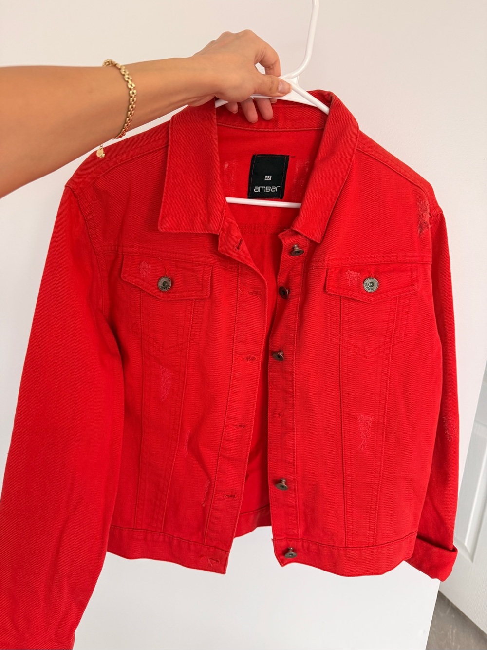 Bright Red Denim Jacket